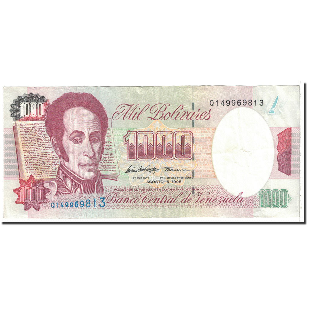 Billete, 1000 Bolivares, 1998, Venezuela, 1998-08-06, KM:76d, MBC+