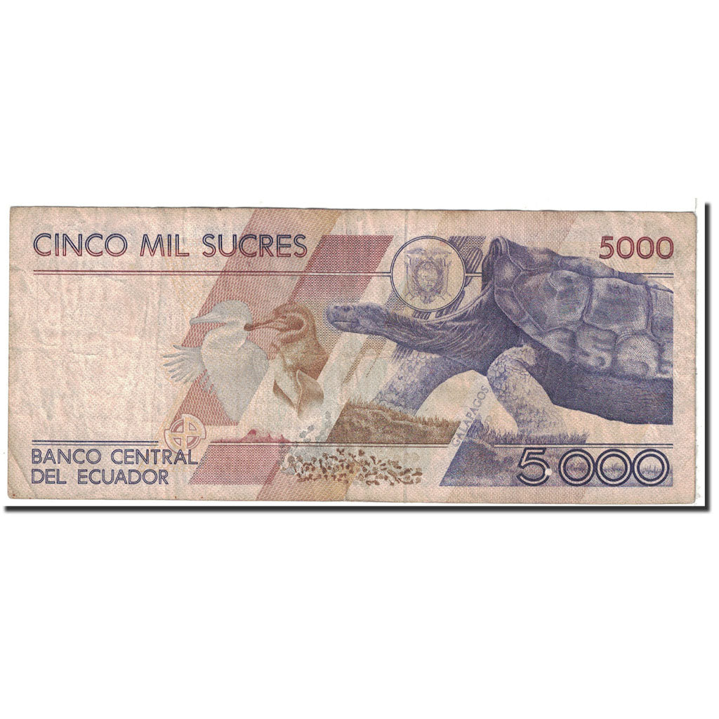 Banknote, Ecuador, 5000 Sucres, 1987, 1987-12-01, KM:126a, VF(20-25)