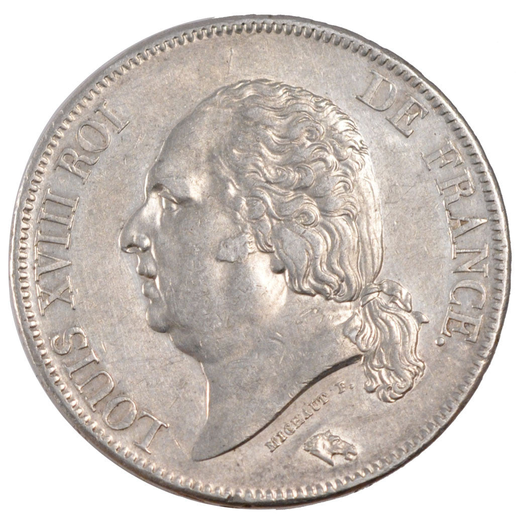 Munten, Frankrijk, Louis XVIII, Louis XVIII, 5 Francs, 1823, Paris, PR, Zilver