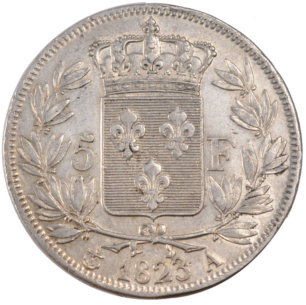 Munten, Frankrijk, Louis XVIII, Louis XVIII, 5 Francs, 1823, Paris, PR, Zilver