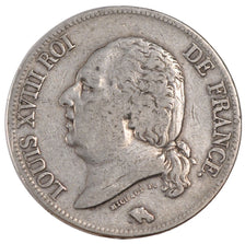 FRANCE, Louis XVIII, 5 Francs, 1824, Paris, KM #711.1, VF(30-35), Silver,...