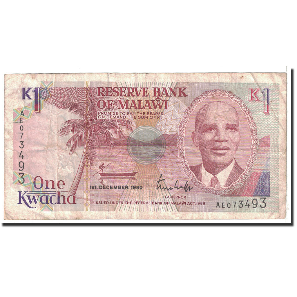 Banknote, Malawi, 1 Kwacha, 1990, 1990-12-01, KM:23a, VF(20-25)