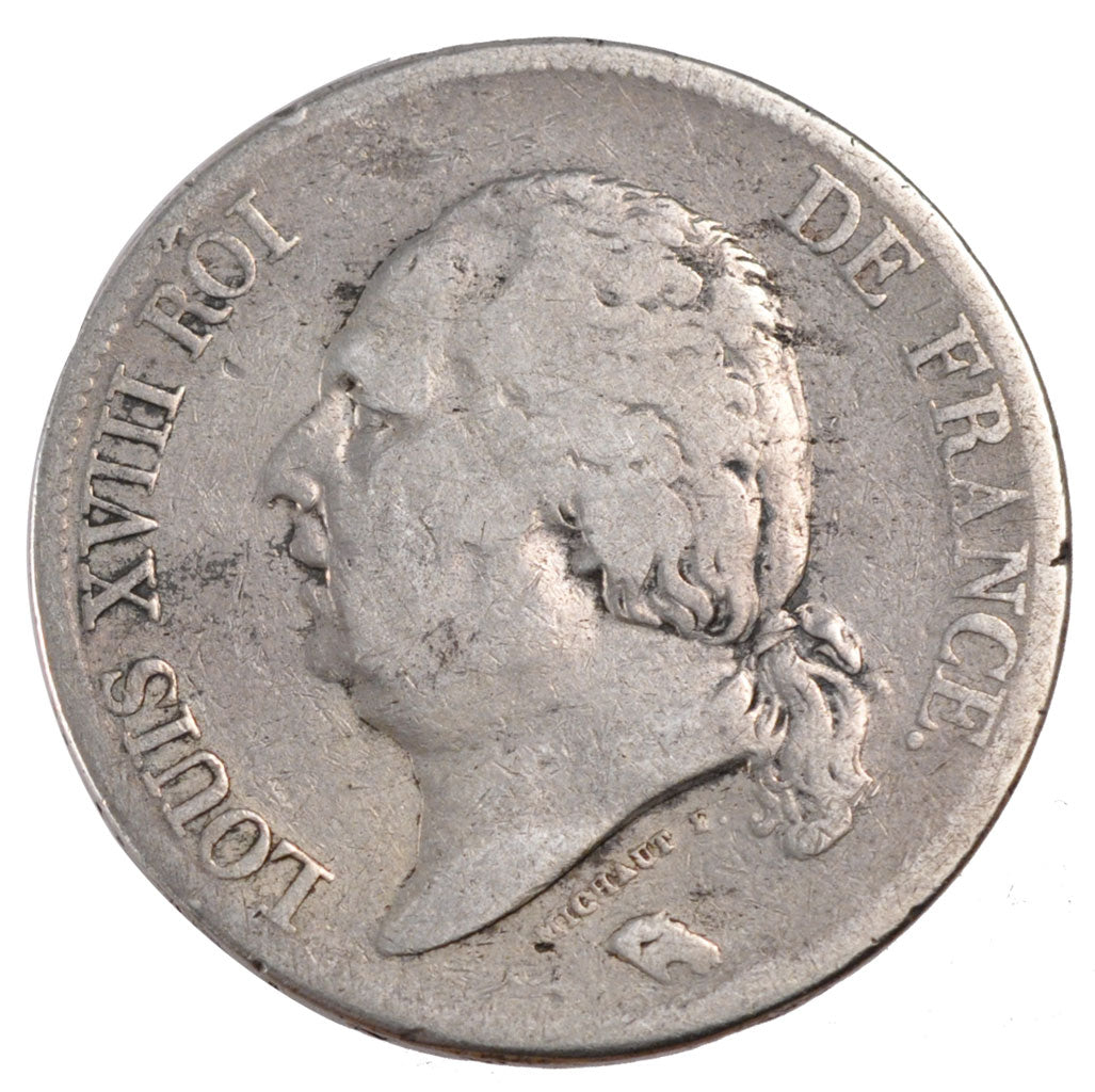 FRANCE, 5 Francs, 1824, Lille, VF(30-35), Silver, Gadoury #614, 25.20