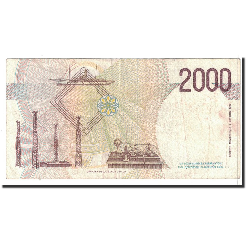 Banknote, Italy, 2000 Lire, 1990, KM:115, EF(40-45)