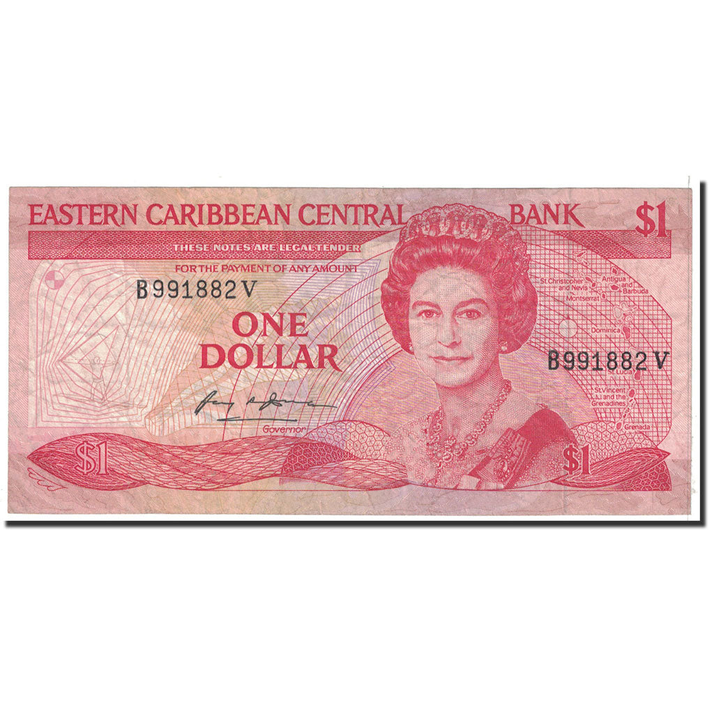 Biljet, Staten van de oostelijke Caraïben, 1 Dollar, 1988-1989, KM:21a, TB