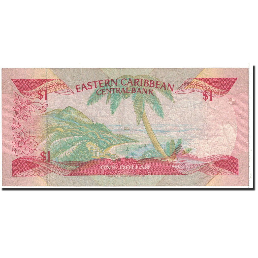 Biljet, Staten van de oostelijke Caraïben, 1 Dollar, 1988-1989, KM:21a, TB