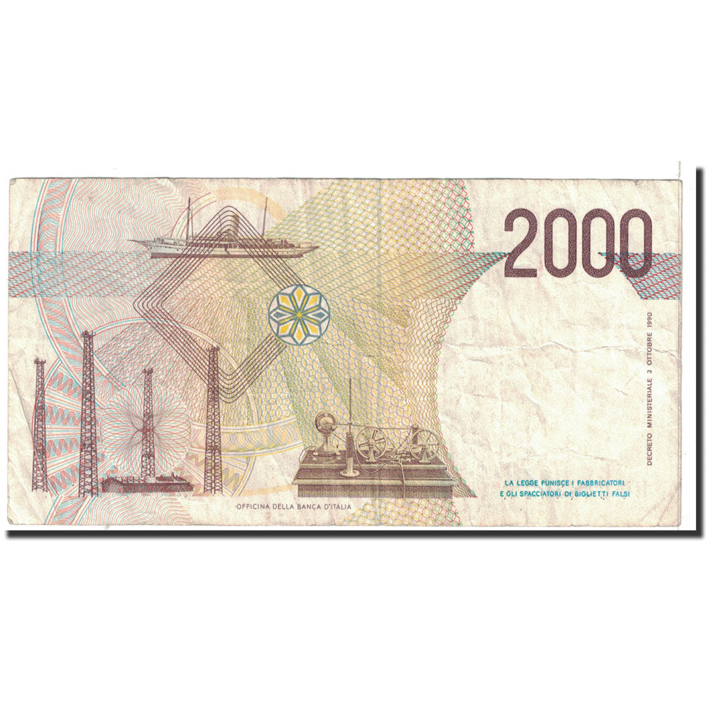 Banknote, Italy, 2000 Lire, 1990, KM:115, EF(40-45)