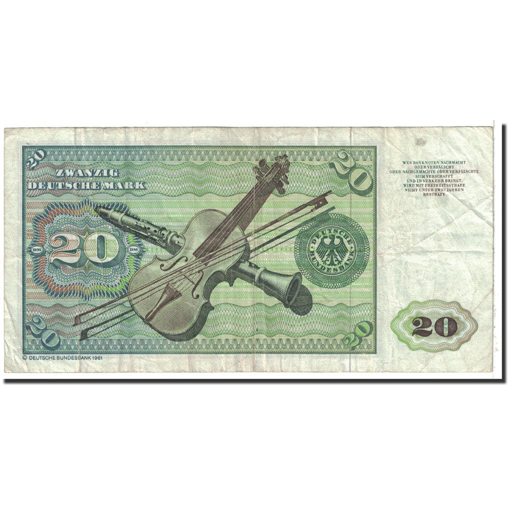 Billet, République fédérale allemande, 20 Deutsche Mark, 1980, 1980-01-02