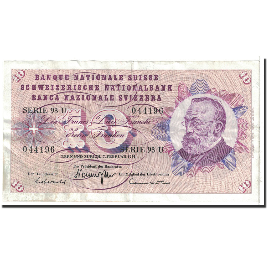 Billet, Suisse, 10 Franken, 1974, 1974-02-07, KM:45t, TTB