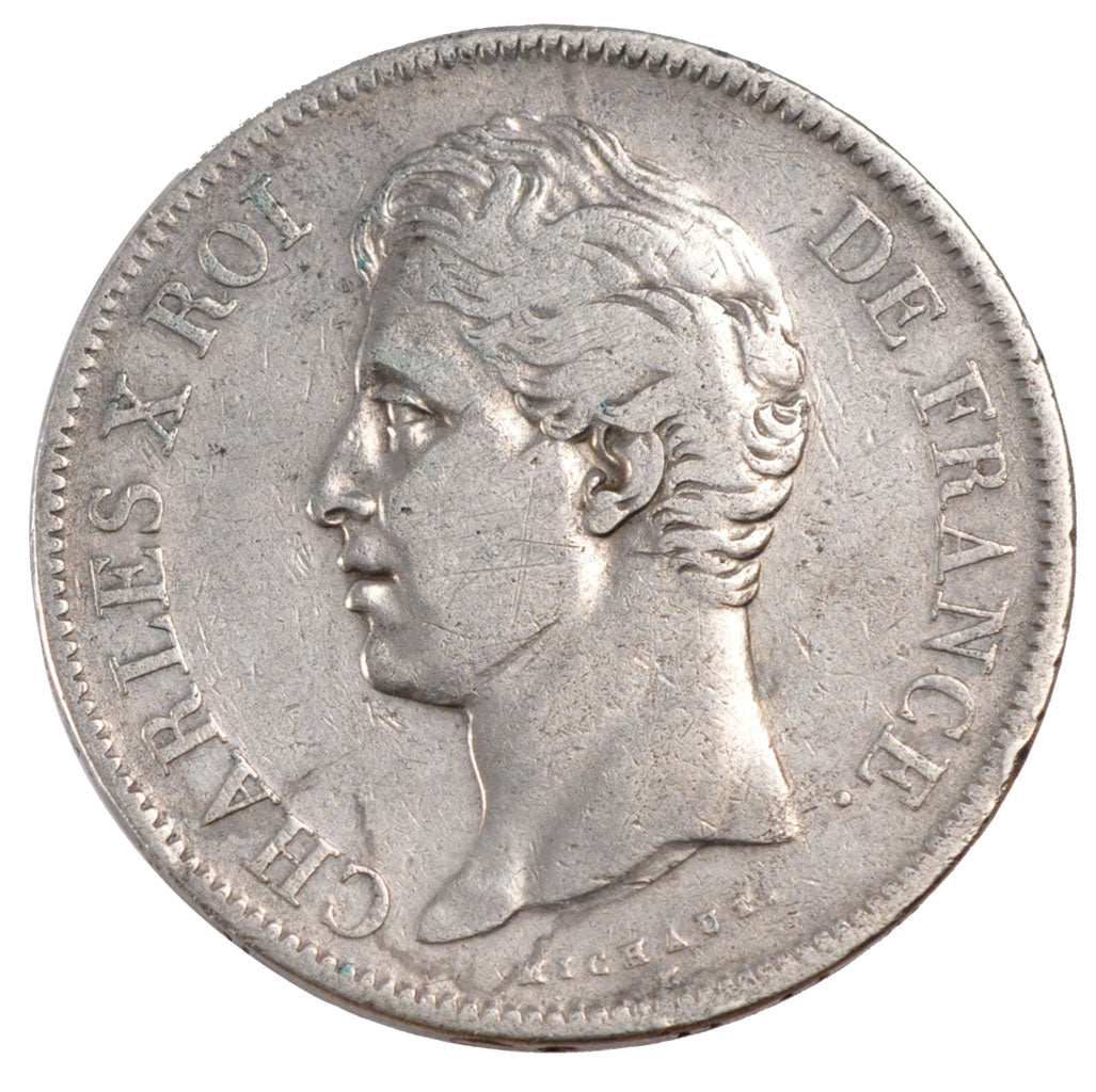 Francia, Charles X, 5 Francs, 1827, Lille, MB+, Argento, Gadoury:644