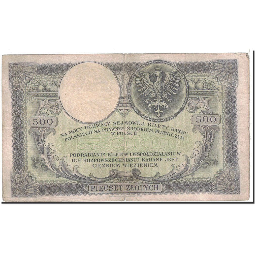 Banconote, Polonia, 500 Zlotych, 1919, 1919-02-28, KM:58, MB+