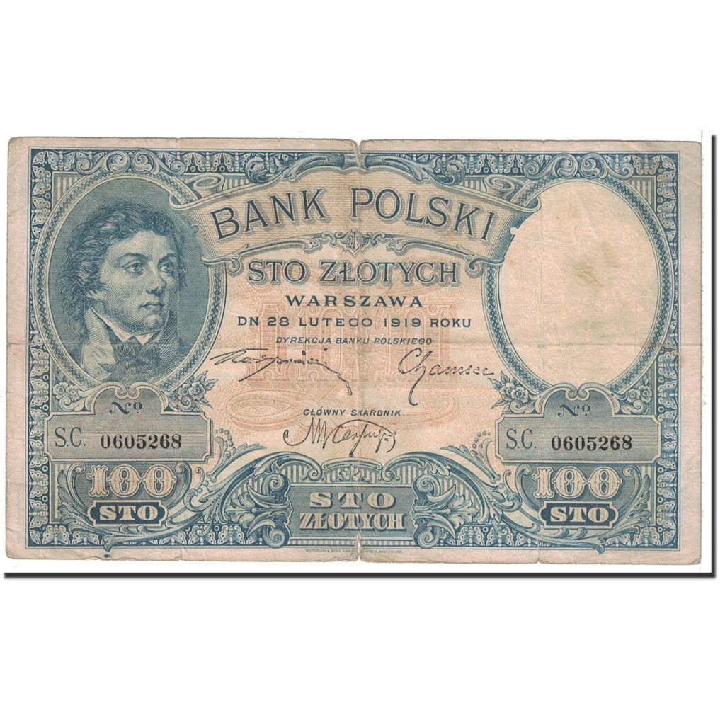 Billet, Pologne, 100 Zlotych, 1919, 1919-02-28, KM:57, TB