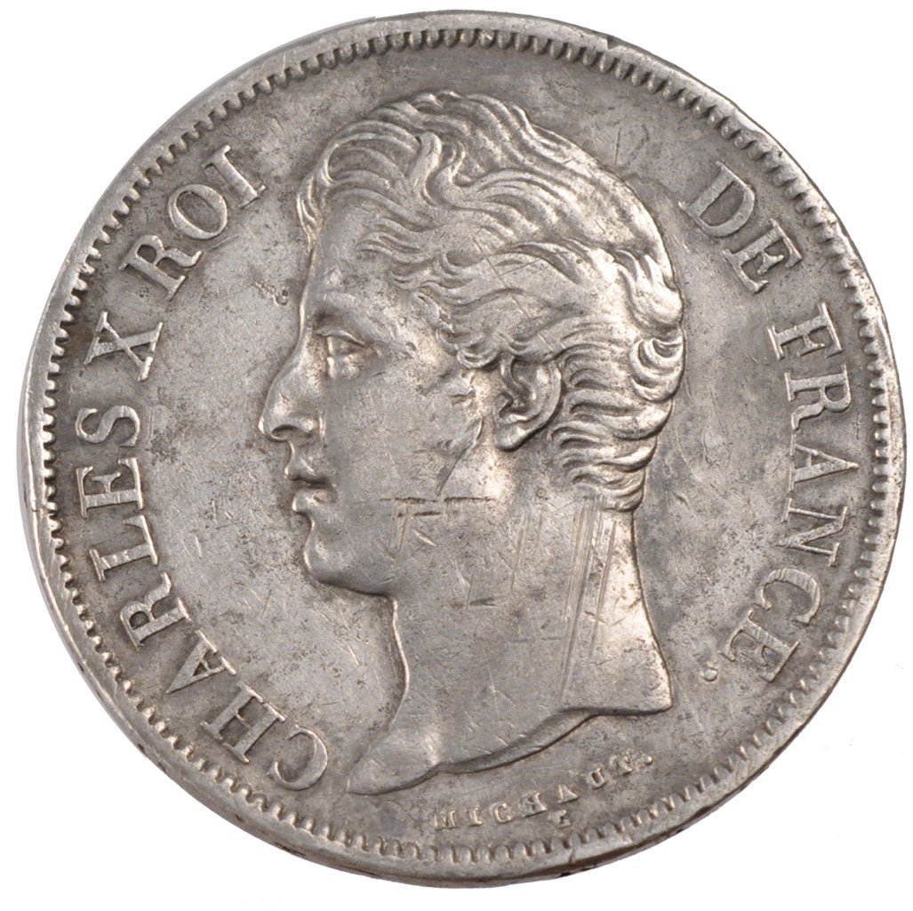 FRANCE, Charles X, 5 Francs, 1828, Lille, KM #728.13, VF(30-35), Silver,...