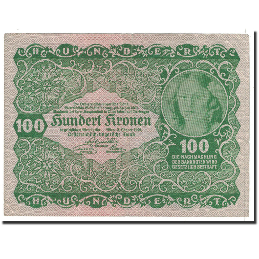 Banknote, Austria, 100 Kronen, 1922, 1922-01-02, KM:77, EF(40-45)