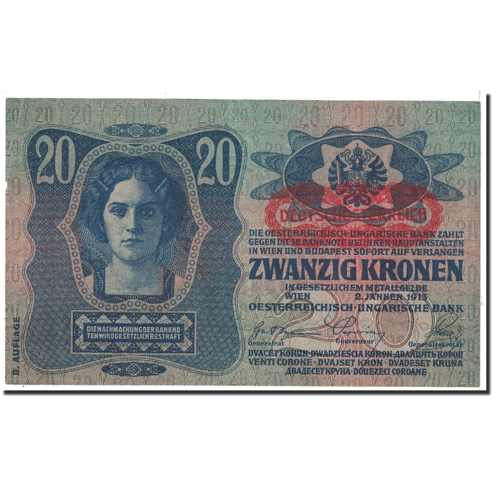 Banknote, Austria, 20 Kronen, 1913, 1913-01-02, KM:53a, EF(40-45)