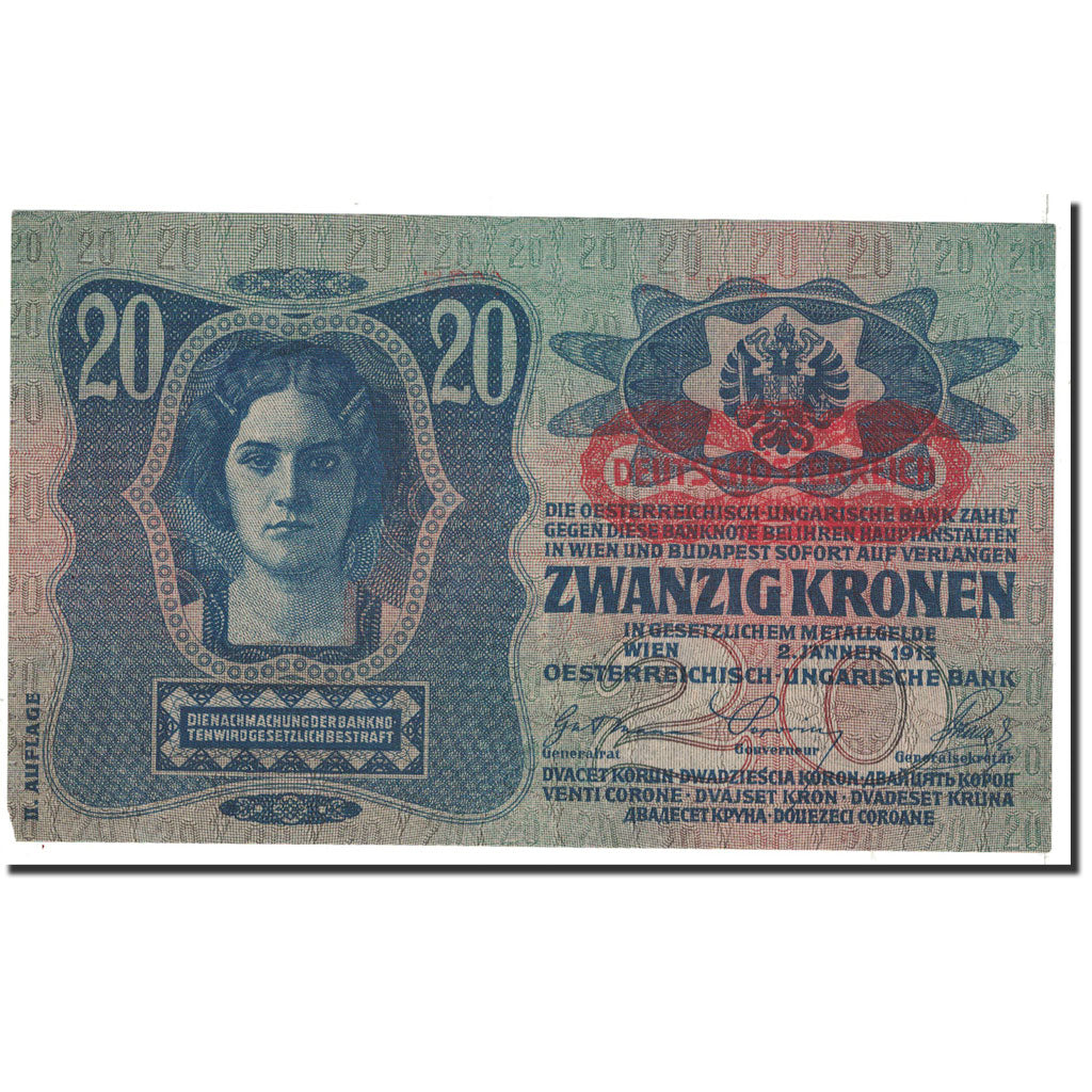 Banknote, Austria, 20 Kronen, 1913, 1913-01-02, KM:53a, EF(40-45)