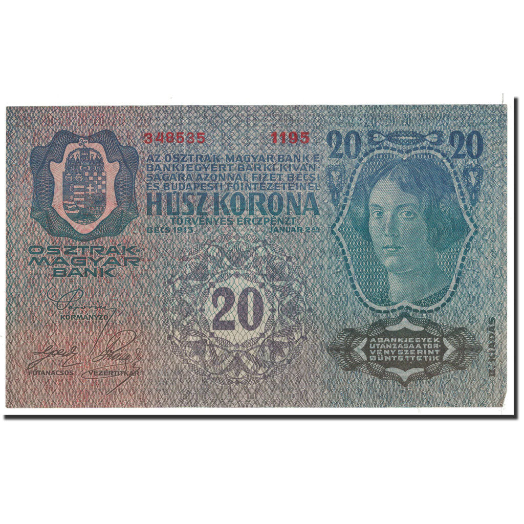 Banknote, Austria, 20 Kronen, 1913, 1913-01-02, KM:53a, EF(40-45)