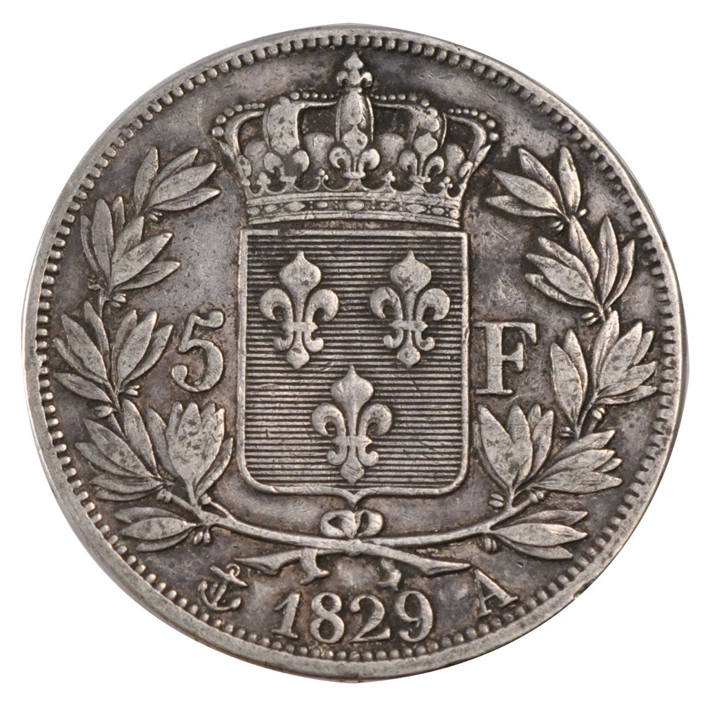 FRANCE, 5 Francs, 1829, Paris, VF(30-35), Silver, Gadoury #644, 24.90