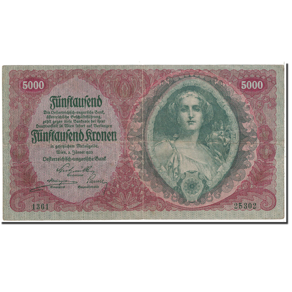 Banknote, Austria, 5000 Kronen, 1922, 1922-01-02, KM:79, EF(40-45)
