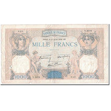 France, 1000 Francs, 1938, 1938-07-15, VF(20-25), Fayette:38.23, KM:90c