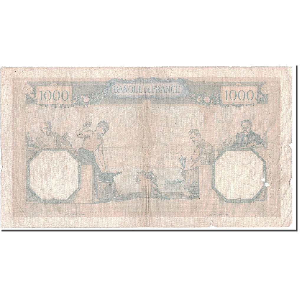 France, 1000 Francs, 1938, 1938-07-15, VF(20-25), Fayette:38.23, KM:90c