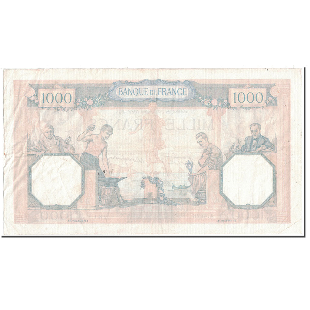 France, 1000 Francs, 1938, 1938-10-20, EF(40-45), Fayette:38.30, KM:90c