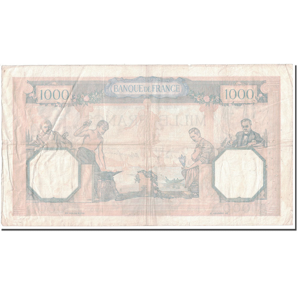 France, 1000 Francs, 1938, 1938-10-27, VF(30-35), Fayette:38.31, KM:90c