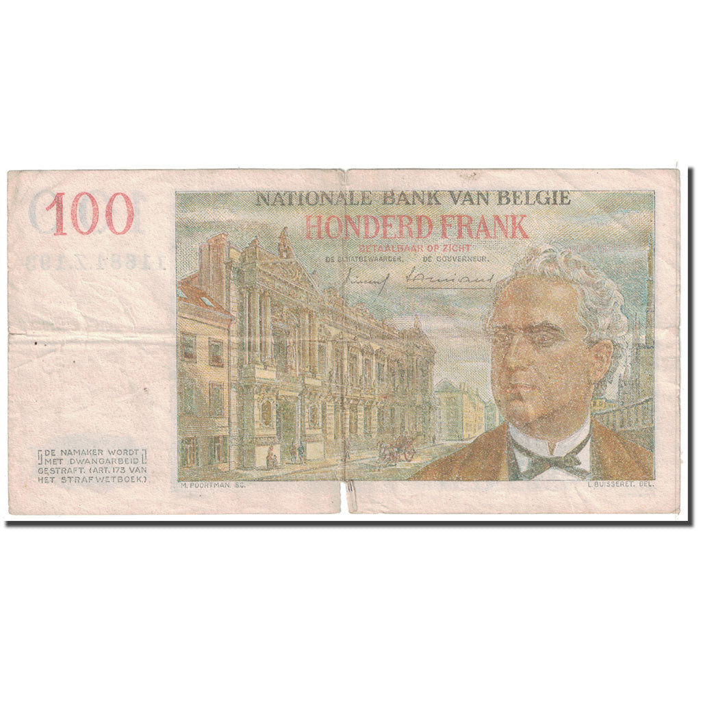 Banknote, Belgium, 100 Francs, 1958, 1958-08-13, KM:129c, VF(20-25)