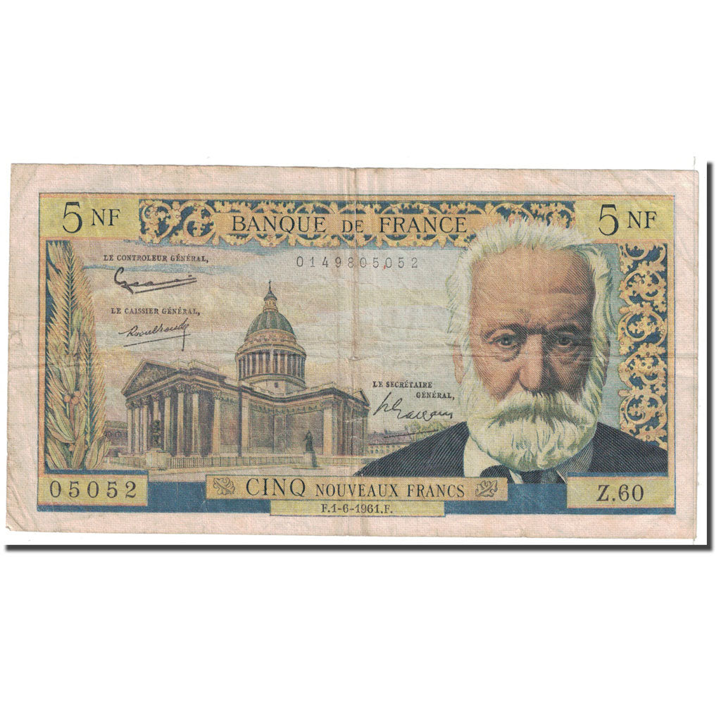 France, 5 Nouveaux Francs, 1961, 1961-06-01, VF(20-25), Fayette:56.8, KM:141a