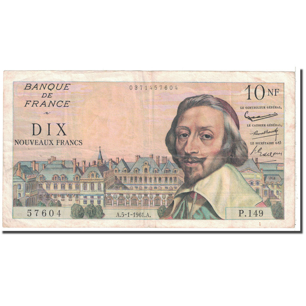France, 10 Nouveaux Francs, 1961, 1961-01-05, EF(40-45), Fayette:57.13, KM:142a