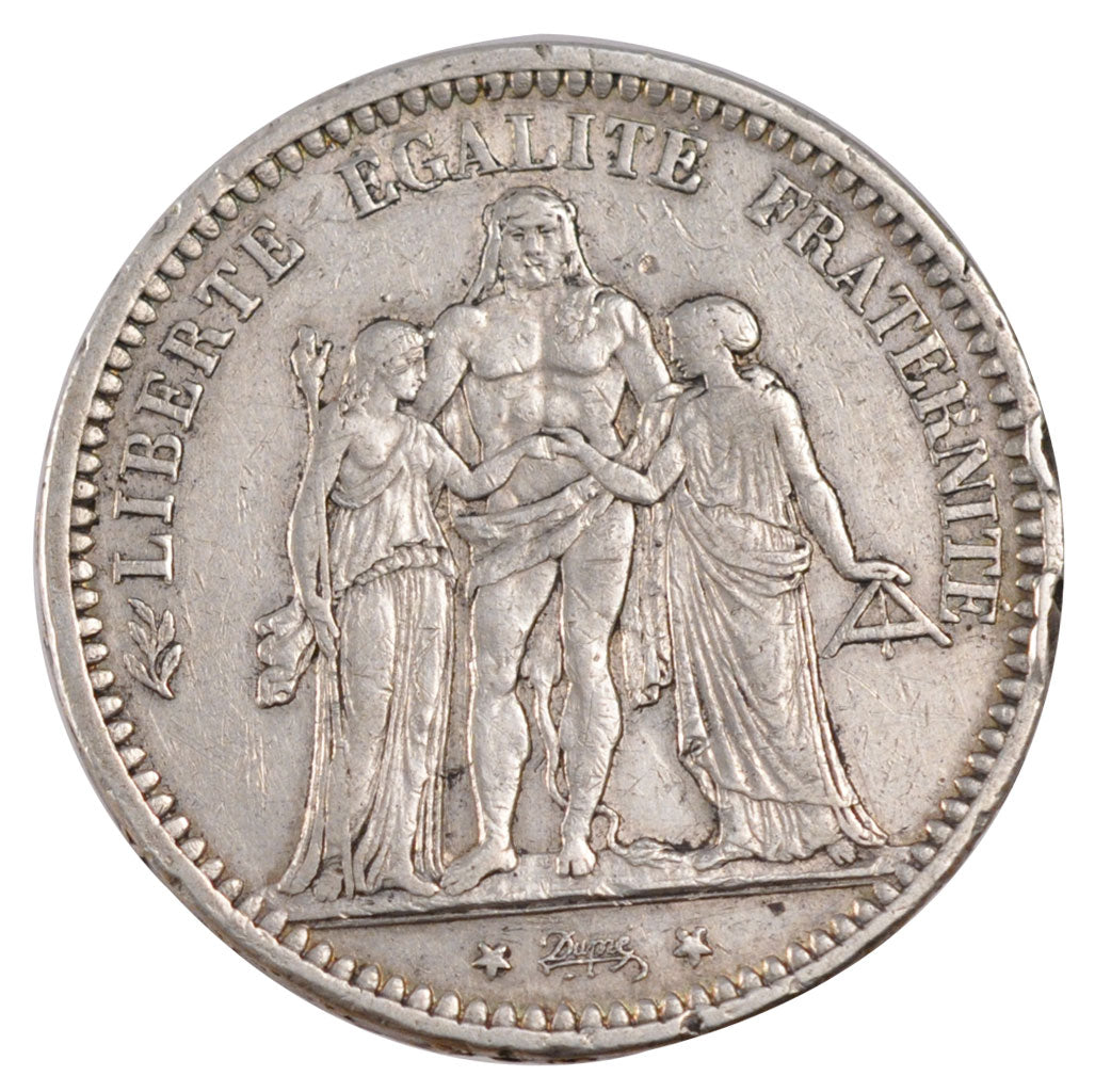 FRANCE, Hercule, 5 Francs, 1871, Paris, KM #823, AU(50-53), Silver, Gadoury...