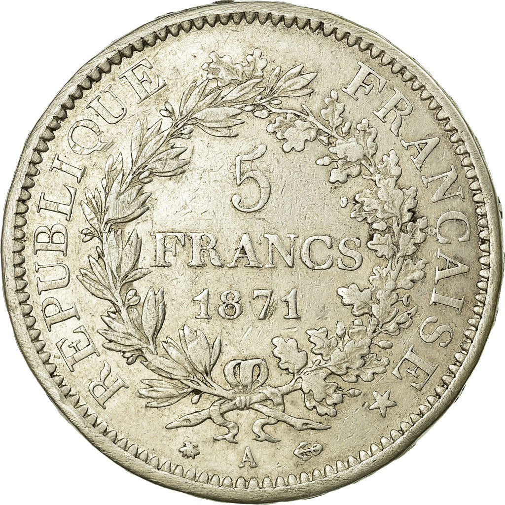 Coin, France, Hercule, 5 Francs, 1871, Paris, EF(40-45), Silver, Gadoury:745