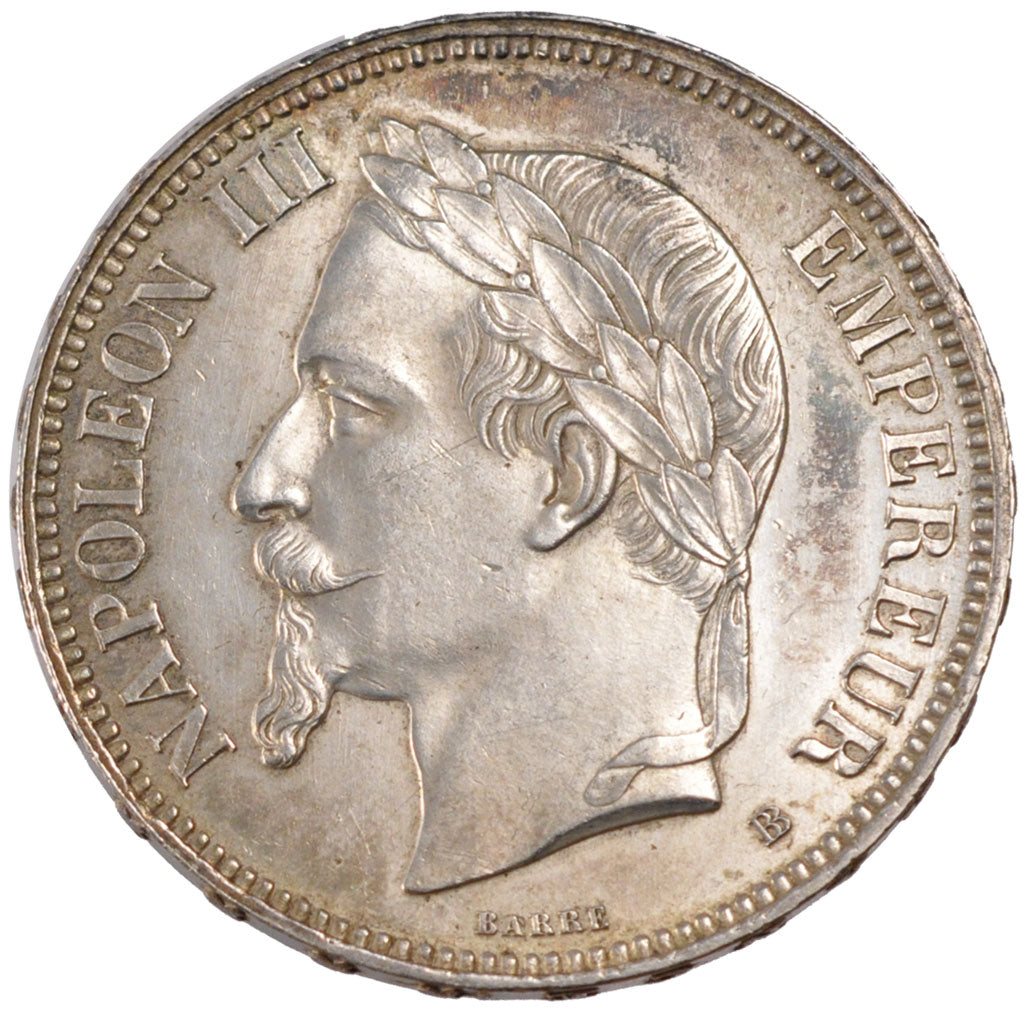 FRANCE, Napoléon III, 5 Francs, 1870, Strasbourg, KM #799.2, AU(55-58), Silver,