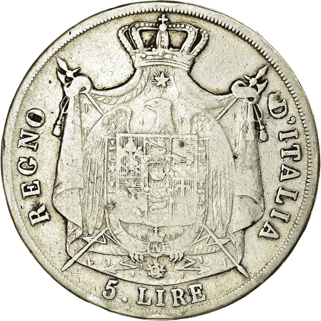 Munten, Italiaanse staten, KINGDOM OF NAPOLEON, Napoleon I, 5 Lire, 1808, Milan
