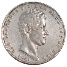 Italy, 5 Lire, 1843, Turin, KM #C 13.3, EF(40-45), Silver, 24.80