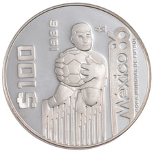 MEXICO, 100 Pesos, 1986, Mexico City, KM #521, MS(65-70), Silver, 33.60