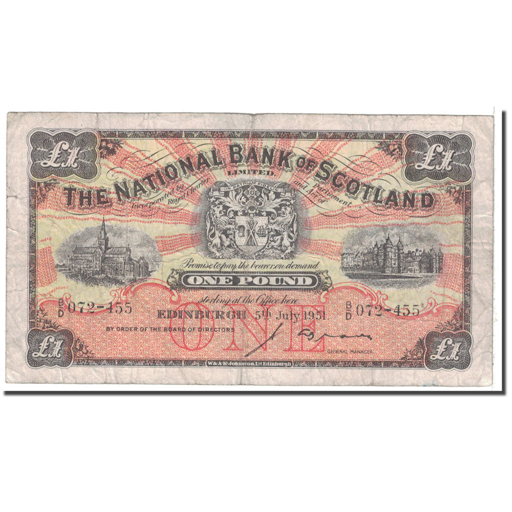 Billete, 1 Pound, 1951, Escocia, 1951-07-05, KM:258b, RC