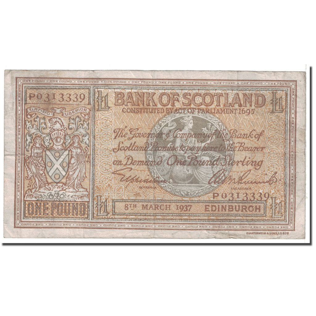 Banknote, Scotland, 1 Pound, 1937, 1937-03-08, KM:91a, VF(20-25)
