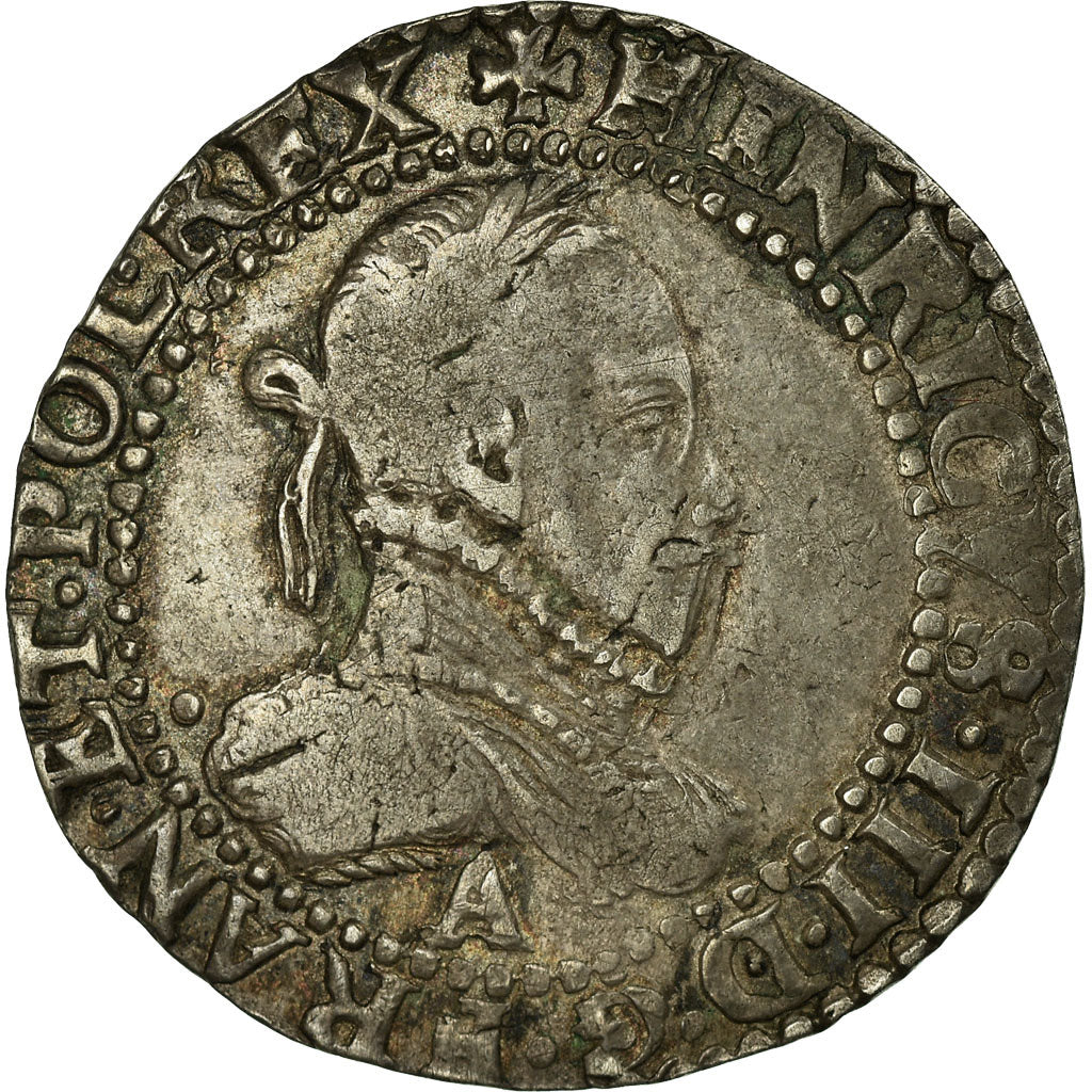 Coin, France, Demi Franc, 1587, Paris, VF(30-35), Silver, Duplessy:1131