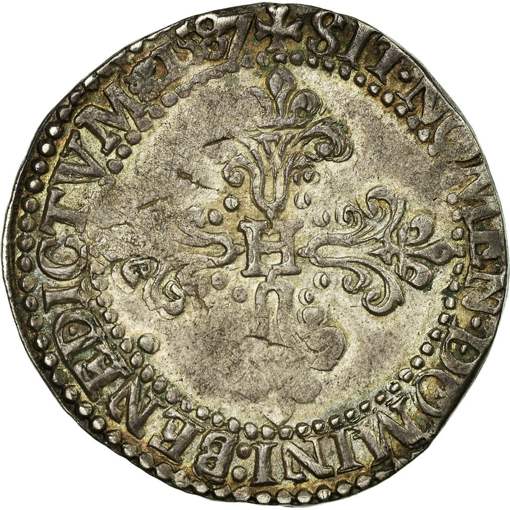 Coin, France, Demi Franc, 1587, Paris, VF(30-35), Silver, Duplessy:1131
