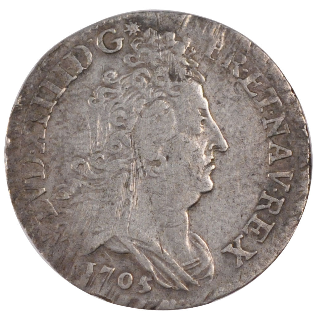 FRANCE, 10 Sols aux insignes, 10 Sols-1/8 Ecu, 1705, Paris, KM #349.1,...
