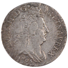 FRANCE, 10 Sols aux insignes, 10 Sols-1/8 Ecu, 1705, Paris, KM #349.1,...