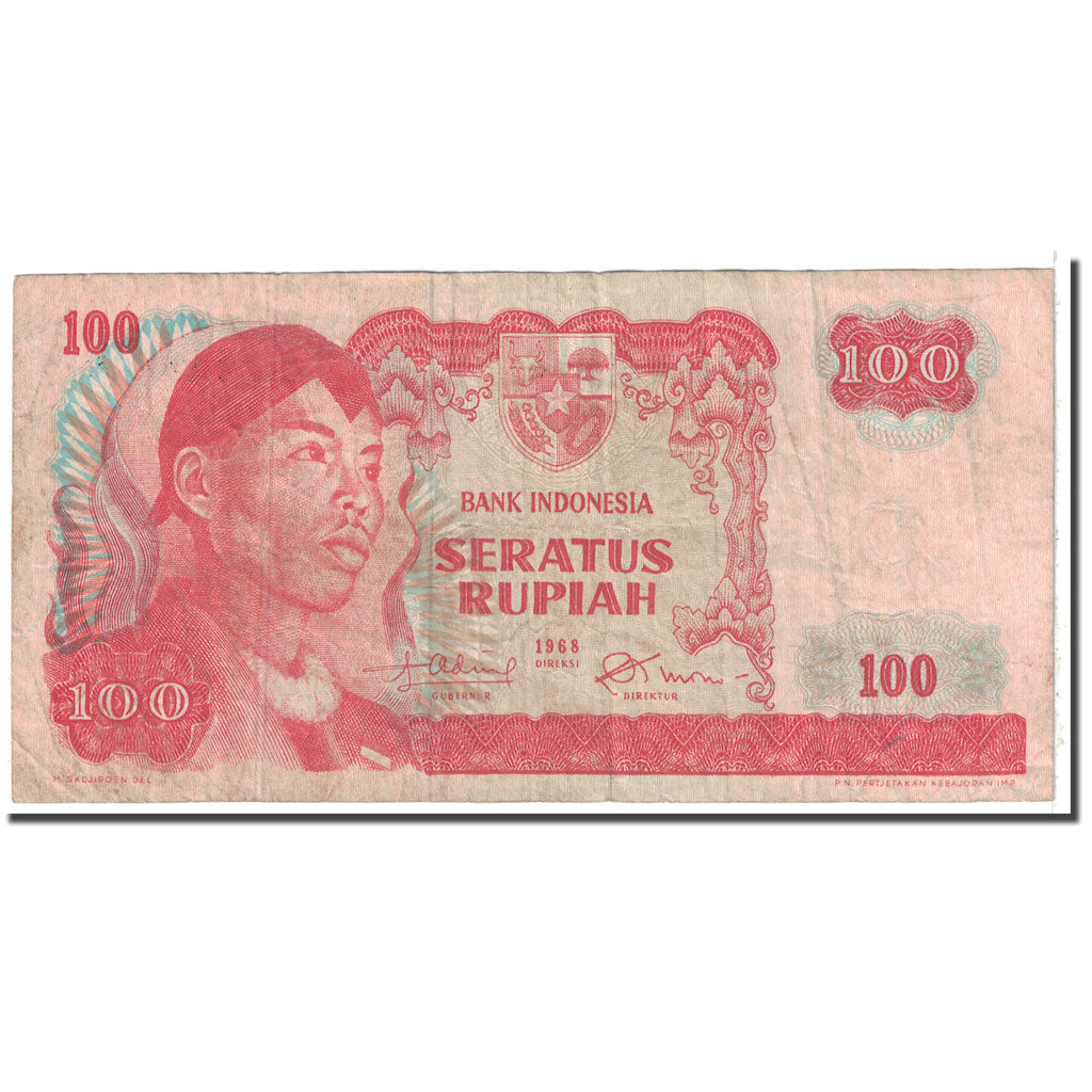Banknote, Indonesia, 100 Rupiah, 1968, KM:108a, VG(8-10)