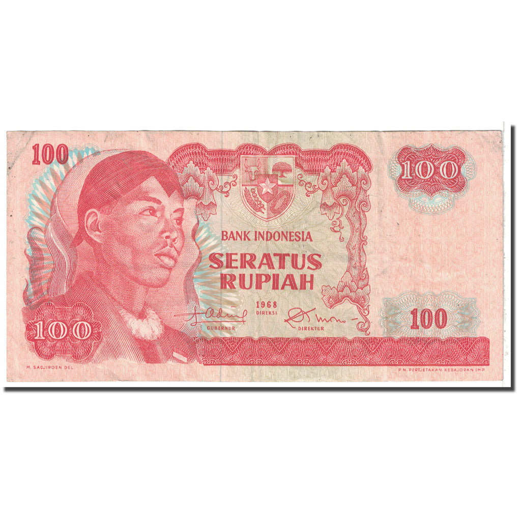 Banknote, Indonesia, 100 Rupiah, 1968, KM:108a, VG(8-10)