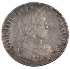 FRANCE, 1/4 Écu à la mèche courte, 1/4 ECU, 1644, Paris, KM #161.1, VF(30-35), S