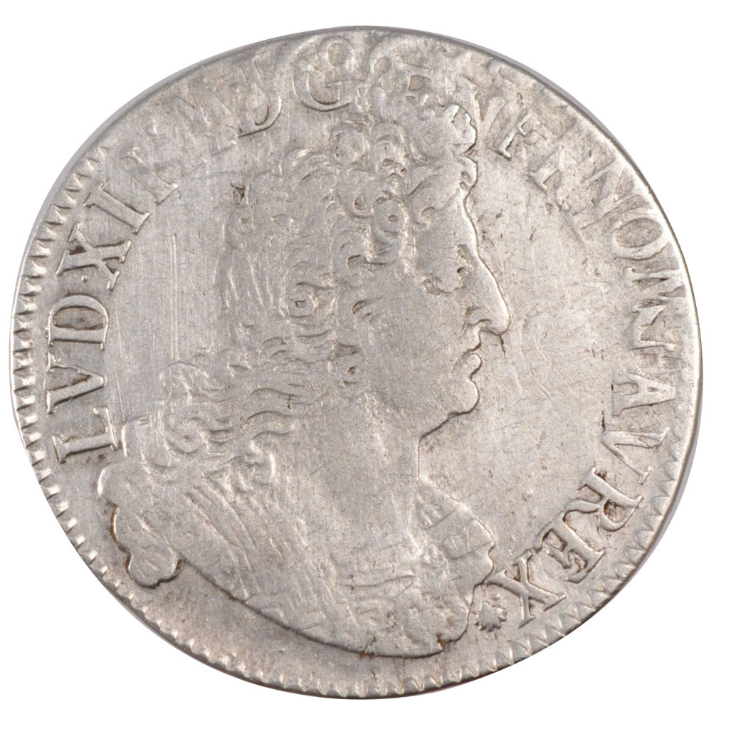 FRANCE, 1/2 Ecu, 1702, Paris, VF(30-35), Silver, Gadoury #189, 13.41