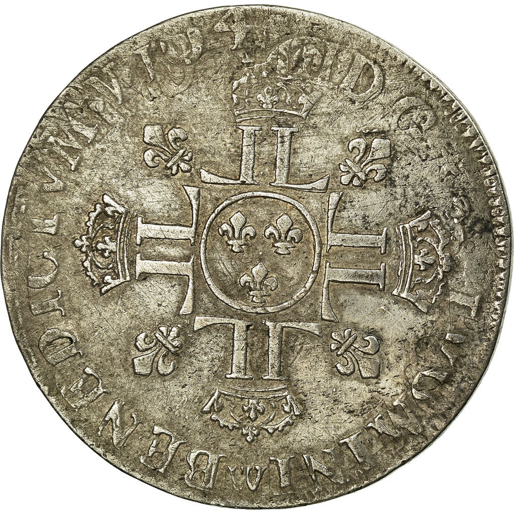 France, Louis XIV, 1/2 écu aux 8L, 2e type, 1704, Lille, reformed, Silver