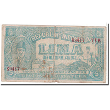 Banknote, Indonesia, 5 Rupiah, 1947, 1947-08-17, KM:S184, VG(8-10)