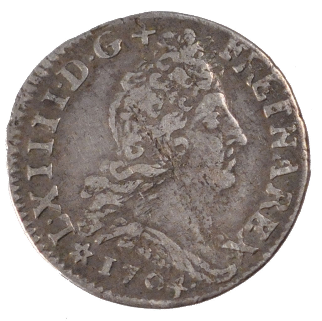FRANCE, 5 Sols aux insignes, 5 Sols, 1704, Strasbourg, EF(40-45), Silver,...