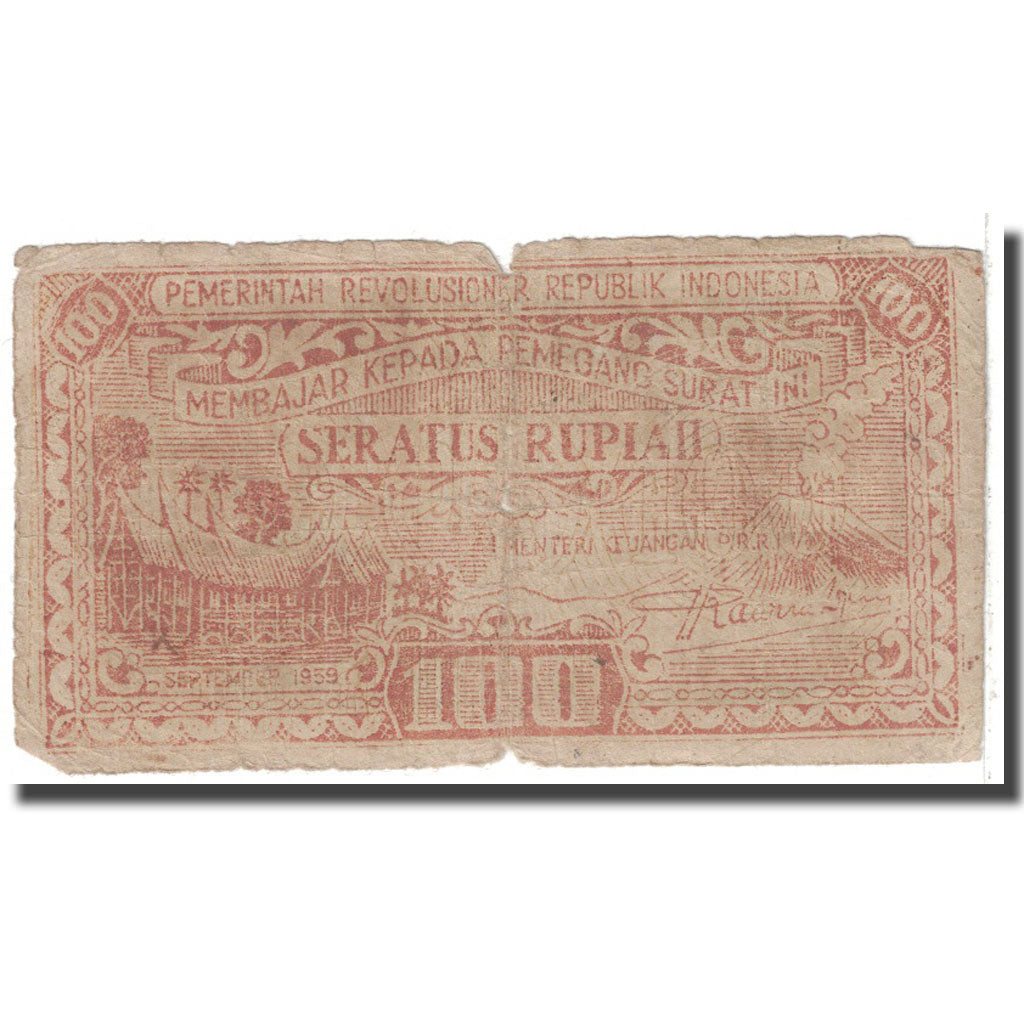 Banknote, Indonesia, 100 Rupiah, 1959, KM:S464, VG(8-10)